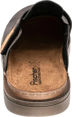 Produktbild von Fischer Herren Hausschuh Clog mit Klettverschluss und Lederdecksohle 656664, Größe:45 EU, Farbe:Braun