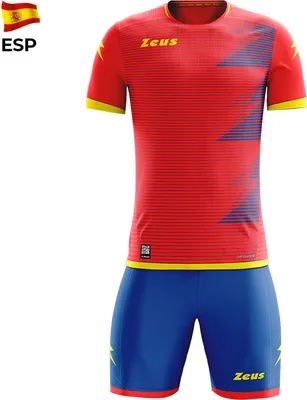 Produktbild von 128 YS/3XS|Zeus Mundial Teamwear Set Trikot mit Shorts rot gelb