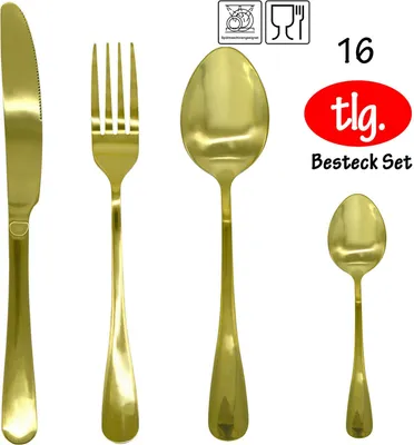 Produktbild von 16 tlg Besteck Set Tafelbesteck Essbesteck gold 4 Personen
