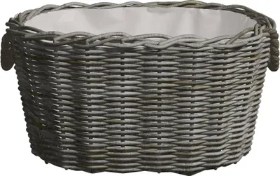 Obrázek produktu pro vidaXL Dřevěný koš s uchy pro přenášení 59x42x28 cm Šedý proutěný koš