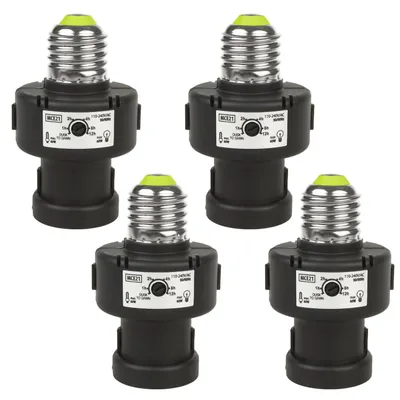 Imagen del producto de 4 tomas de bombilla E27, 100 W, con sensor de luz y temporizador, modelo MCE21B de Maclean