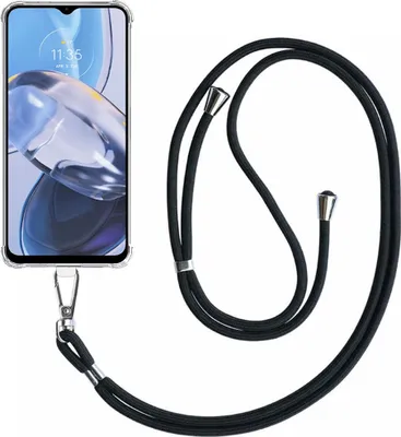 Produktbild von Handytasche passend für Motorola Moto E22 / E22i Transparent ShockProof mit abnehmbarem Universal Lanyard - Schutzhülle Silikon ShockProof mit Lanyard - Smartphonics