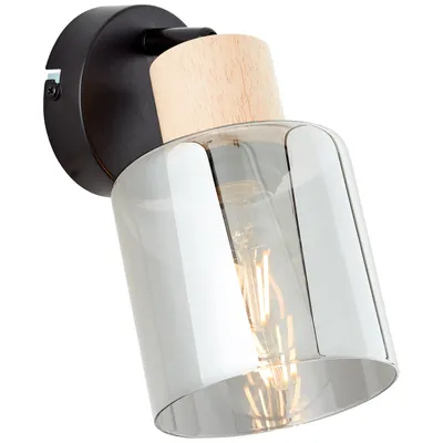 Produktbild von Wandspot, 20 x 11 x 20 cm, E27, max. 40W, schwenkbar, Metall/Glas/Holz