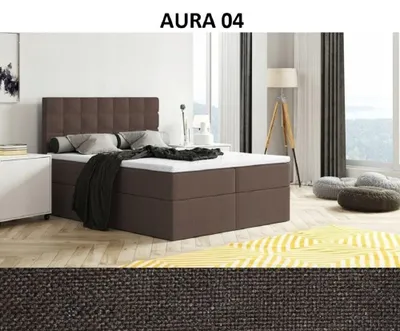 Produktbild von Bett, Boxspringbett MERA mit Bettkästen und T25 Topper, Doppelbett, Stauraum, Schlafzimmer, Polsterbett, Bettgestell (140x200, Braun - Aura 04)