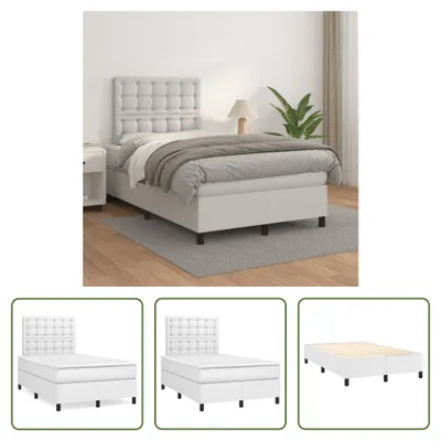 Produktbild von The Living Store Boxspringbett mit Matratze Weiß 120x200 cm Kunstleder