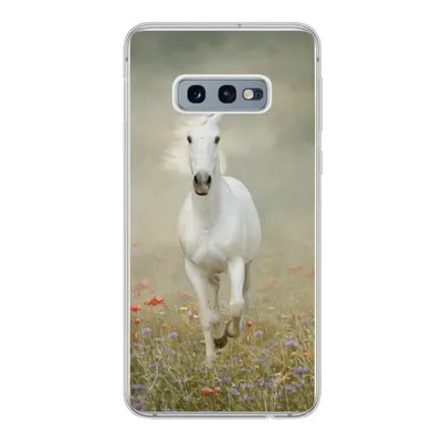 Produktbild von MuchoWow® Handyhülle Schutzhülle Hülle für Samsung Galaxy S10e Pferd - Stoff - Blumen Silikon Softcase Handy Hülle - Handy