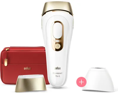 Produktbild von Braun Silk-expert Pro IPL PL5160, Gold, Weiß, Lichtimpulstechnologie (IPL), Vereinigtes Königreich, NE PAS UTILISER sur :- le cuir chevelu, les sourcils et autour des yeux. Utiliser l’appareil..., AC, Lithium-Ion (Li-Ion)