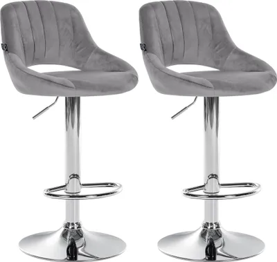 Productafbeelding van Set van 2 barstoelen Milet, fluweel (kleur: donkergrijs)