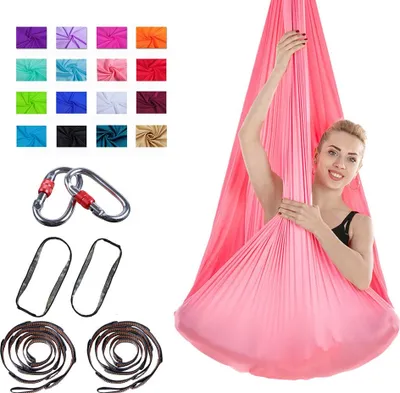 Produktbild von Luft-Yoga-Hängematte Premium Aerial Silk Yoga Swing Antigravitation Yoga, Rosa