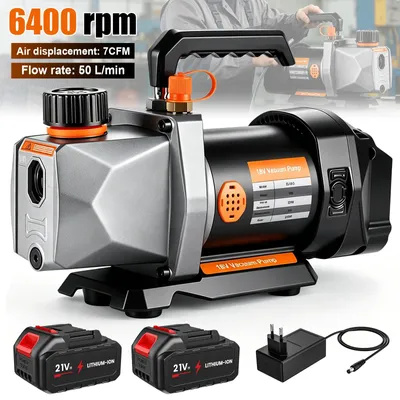 Obrázek produktu pro Vakuová pumpa pro chladiva – 1/2 HP, 7 CFM, 6400 ot./min, připojení 0,635 cm, vzduchem chlazená, elektrická