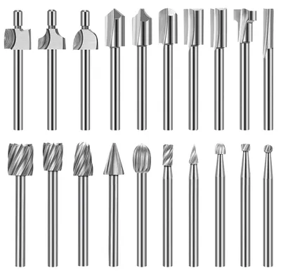 Obrázek produktu pro Sada vrtáků pro rotační nástroje, 20 kusů, průměr stopky 1/8" (3 mm), určená pro dřevo a plast