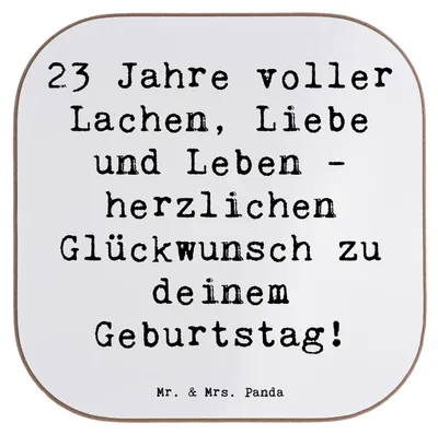 Produktbild von Mr. & Mrs. Panda Tischuntersetzer Spruch 23. Geburtstag - Weiß - Geschenk, Flaschenuntersetzer, Untersetzer für Gläser, feiern, gläseruntersetzer, Glückwunsch, Geschenke