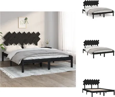 Produktbild von vidaXL Massivholzbett Schwarz 140x190 cm -  Betten & Bettgestelle