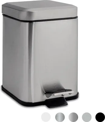 Produktbild von Harbour Housewares Quadratischer Badezimmer-Treteimer – 3 Liter – gebürstetes Metall