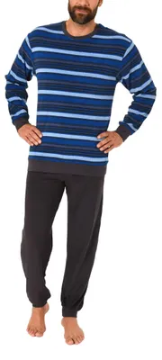 Produktbild von Herren Frottee Pyjama lang mit Bündchen – auch in Übergrössen erhältlich – 101 93 732 ; blau , 50
