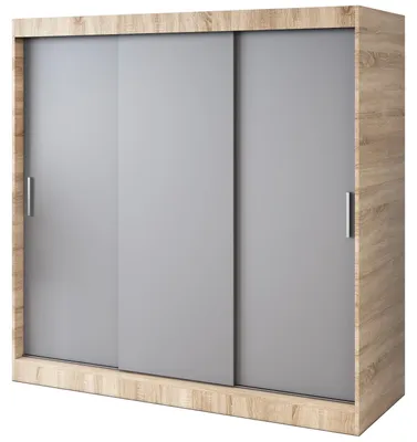 Produktbild von Schiebetürenschrank 200x200cm - Sonoma Eiche & Anthrazit Matt - Kleiderschrank GOLD - mit 4 Einlegeböden & 4 Kleiderstangen