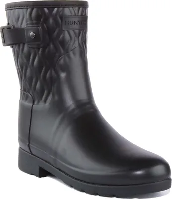 Produktbild von Hunter Frauen Raff ierte Schlanke Passform Vertikale Gesteppte Kurze Regen Stiefel Schwarz – 5 Großbritannien - 38 EU - 7 US / Schwarz