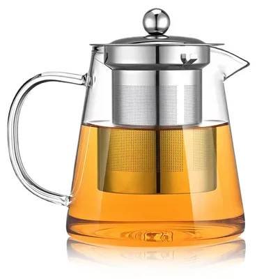 Glas-Teekanne 450 ml mit Edelstahlfilter, transparent