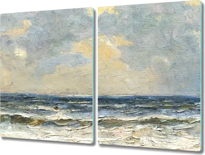 Produktbild von Coloray Hackbrett Küchenbrett Kochplattenabdeckung Schneidebrett Herdabdeckplatte 2x40x52 cm - Meereswellen Himmel