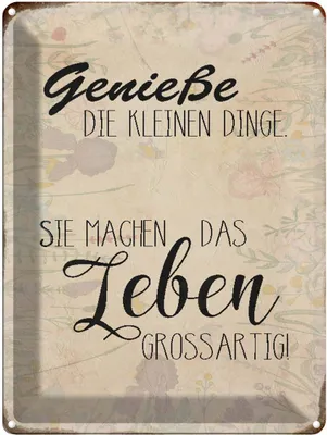 Produktbild von vianmo Blechschild 40x30 cm genieße kleine Dinge Leben Spruch Zitat