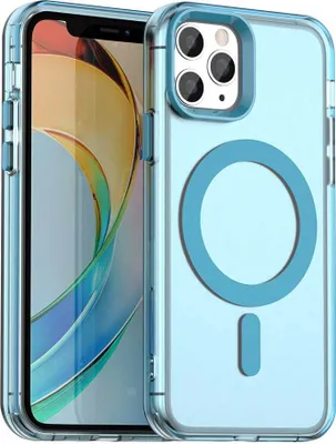 Produktbild von Magnetisch Hülle für iPhone 11 Pro Max, Schlank Durchscheinend Matt Stoßfest Handyhülle Blau
