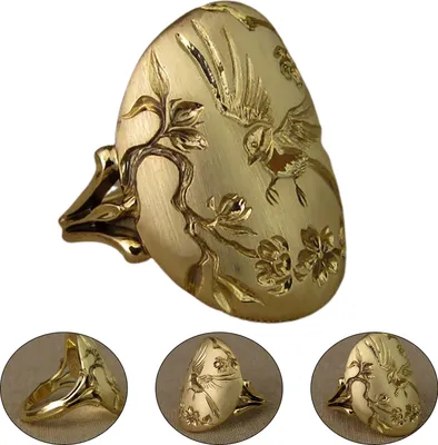 Produktbild von Damen-Ring, Vintage, exquisiter, eleganter Vogel- und Blumen-Verlobungsring für den Valentinstag