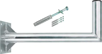 Produktbild von PremiumX 60cm Ø 60mm Wandhalter Stahl SAT Halter mit Verstrebung Schraubensatz