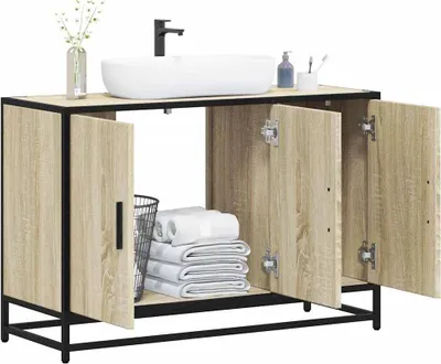 Obrázek produktu pro Maison Exclusive – Skříňka pod umyvadlo do koupelny, Imitace dub Sonoma, rozměry 90 x 33 x 60 cm