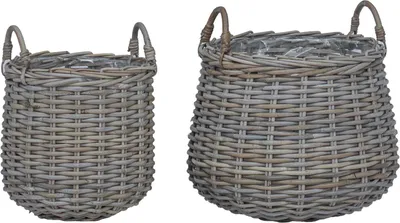 Immagine prodotto di Cestino per piante con archiviazione 2 pcs Grigio Rattan Lacak