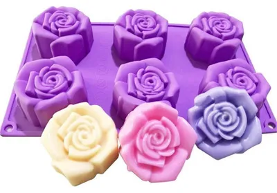 Immagine prodotto di Stampo in silicone a forma di boccioli di rosa, con 6 cavità, per cioccolato, torte, cubetti di ghiaccio, sapone