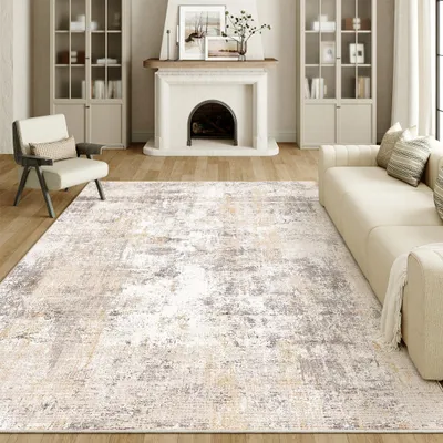 Teppich 200x300 cm Beige Grau Antirutsch Modern