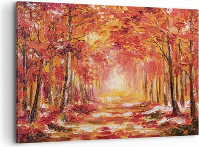 Produktbild von Bild auf Leinwand - Leinwandbild - Einteilig - Herbst Wald Rot - 120x80cm - Wand Bild - Wanddeko - Wandbilder - Leinwanddruck - Bilder - Wanddekoration - Leinwand bilder - Wandbild - AA120x80-4238