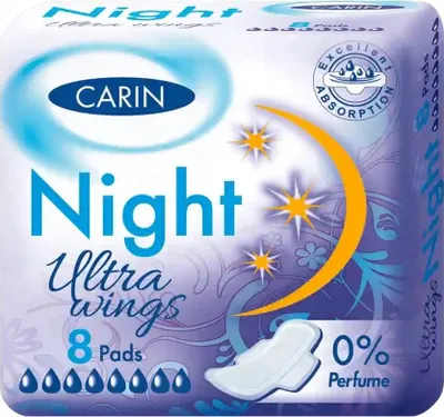 Produktbild von CARIN ULTRA NIGHT Damenbinden 8 Stück