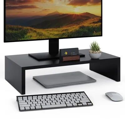 Produktbild von Monitorständer Monitorerhöher Bildschirmerhöhung - 110 mm - Schwarz - Mit Schublade - Schreibtisch-Organizer