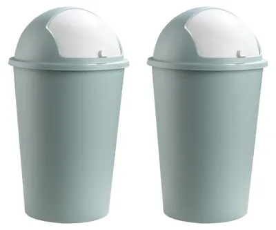 Produktbild von Abfalleimer - 50 Liter - Ø 40 cm - Weiß - Pastellgrün - Kunststoff - 2er Set