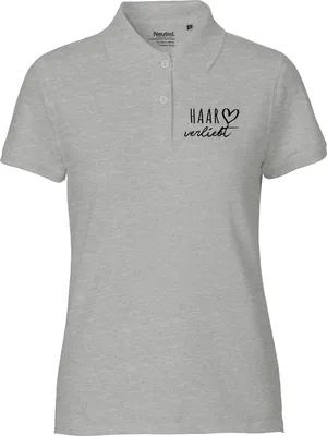 Produktbild von Huuraa Damen Polo Shirt Haar verliebt S Sport Grey Bio Baumwolle Fairtrade Poloshirt Geschenkidee