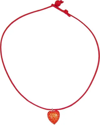 Produktbild von Kette Kinderkette Herz rot mit Schliff Kordel rot 42cm rot 18x14mm