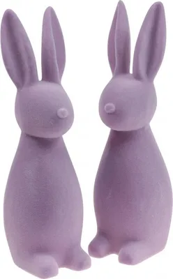 Produktbild von Deko-Osterhase Flieder Lila Beflockt 29,5cm 2er Set Ostern, 2 Stück