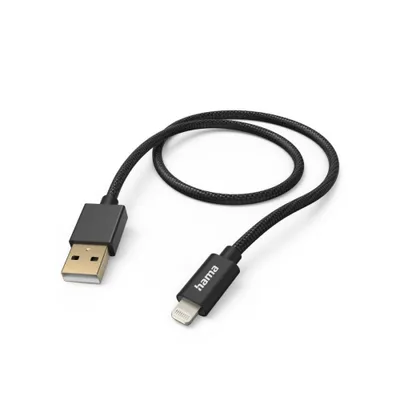 Obrázok produktu pre Hama Fabric, 1,5 m, Lightning, USB A, Samec, Samec, Čierna