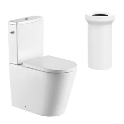Produktbild von SAT FINE Stand-WC mit Spülkasten Kombi-WC Toilette Wasseranschluss links/rechts spülrandlos mit SoftClose WC-Sitz mit WC-Anschlussstutzen waagerecht 250 mm, weiß