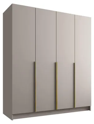 Produktbild von MIRJAN24 Kleiderschrank Santi I, Schlafzimmer, Drehtürenschrank, mit Kleiderstange, Modern, Garderobenschrank, Metallgriffe (Farbe: Cashmere / Cashmere + Gold)