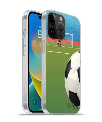 Produktbild von MuchoWow® Handyhülle Schutzhülle Hülle für Apple iPhone 14 Pro Max Eine Illustration eines Fußballs auf dem Feld im Stadion - Jungen - Mädchen - Kinder Silikon Softcase Handy Hülle - Hardcover