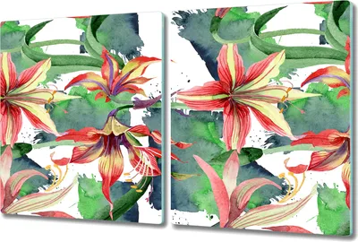 Produktbild von Glas-Herdabdeckplatte Glaskeramikkochfeld-Abdeckung Spritzschutz - 2x 40x52 cm - Tropische Blumen