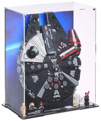 Immagine prodotto di Vetrina verticale nera per LEGO® 75389 Star Wars – Millennium Falcon, con retro stampato