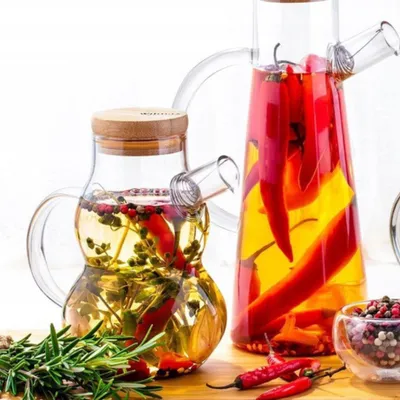 Image de Bouteille d'huile Wilmax de 450 ml avec bec verseur et filtre, en verre transparent