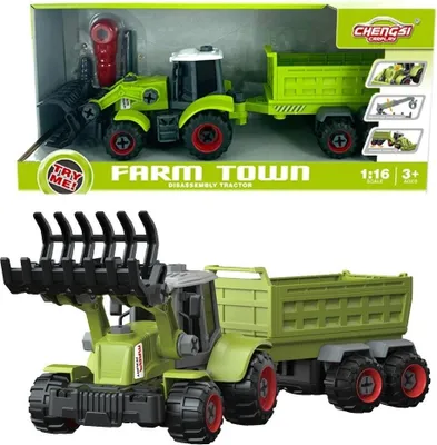 Zdjęcie produktu dla Traktor z łyżką i przyczepą do skręcania
