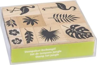 Produktbild von Heyda 204888684 Stempel-Set „Dschungel“ Setgröße 12 x 10 x 3 cm, 10 Holz-Stempel