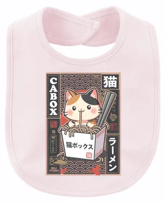 Produktbild von CABOX Kawaii Katze Ramen Nudeln Japan Anime Retro Vintage Otaku Baby Lätzchen, Pink, Einheitsgröße