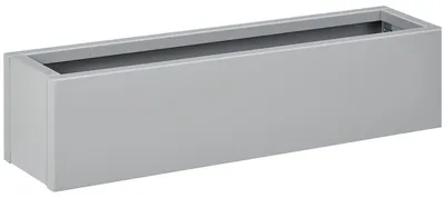 Image de Bac à fleurs rectangulaire en acier, résistant aux intempéries et au gel, pour balcon, terrasse ou jardin, gris, 91 x 22 x 22 cm