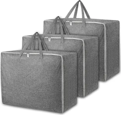 Produktbild von Set von 3 wasserdichten Aufbewahrungssäcken für Bettdecken und Kleidung - ideal für Wäsche und Lagerung